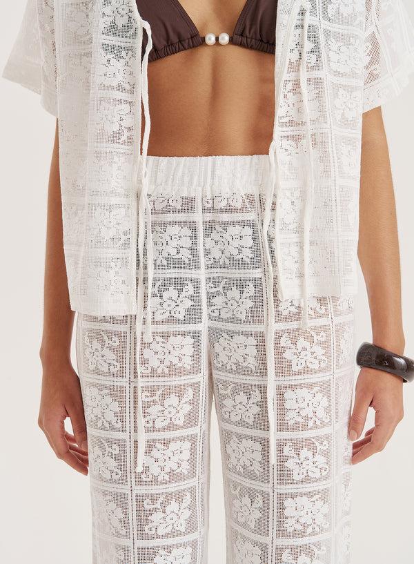 4th & Reckless White Crochet Lace Trouser- Loli