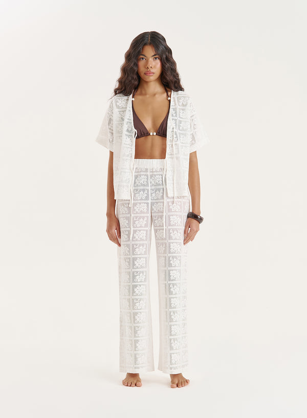 4th & reckless White Crochet Lace Trouser- Loli