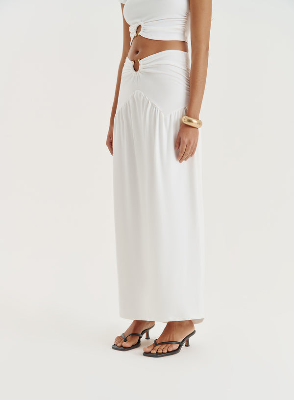 4th & Reckless White Drop Waist Maxi Skirt- Nancie