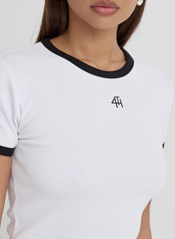 4th & Reckless White Fourth Logo Baby Tee- Livv