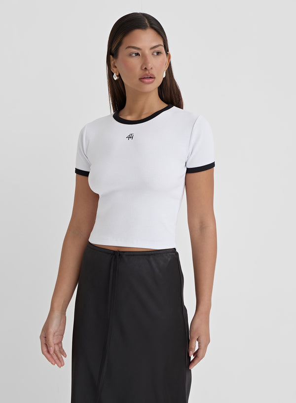 4th & reckless White Fourth Logo Baby Tee- Livv