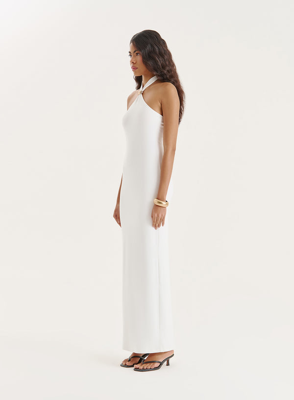 4th & Reckless White Halter Neck Maxi Dress- Candice