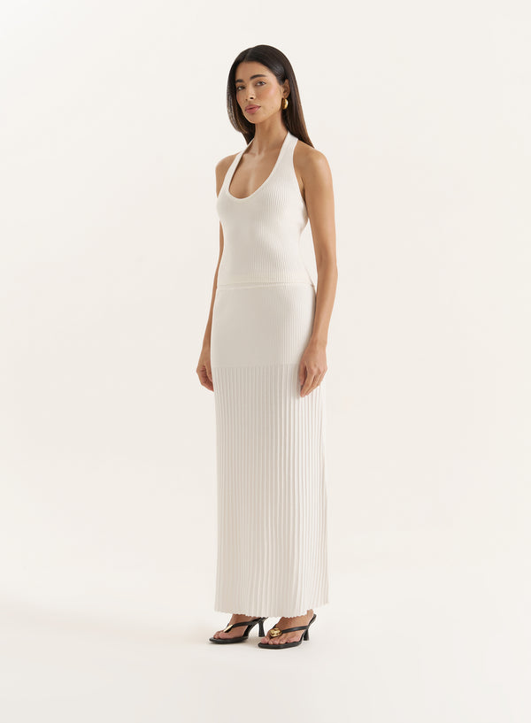 4th & Reckless White Knitted Drop Waist Skirt- Ivey