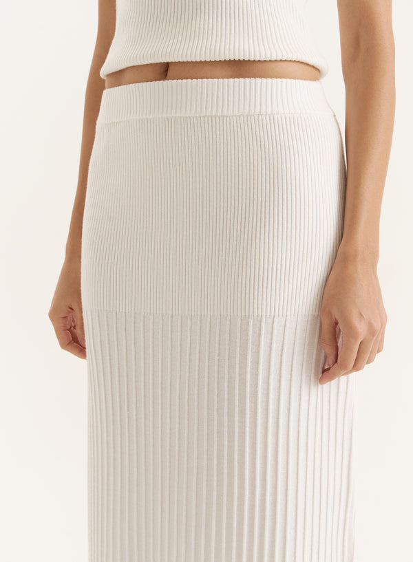 4th & Reckless White Knitted Drop Waist Skirt- Ivey