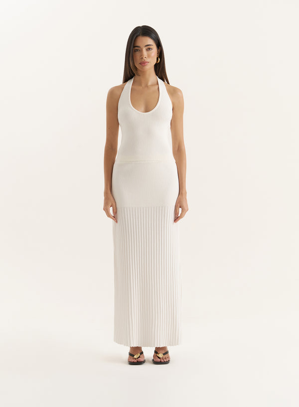 4th & reckless White Knitted Drop Waist Skirt- Ivey