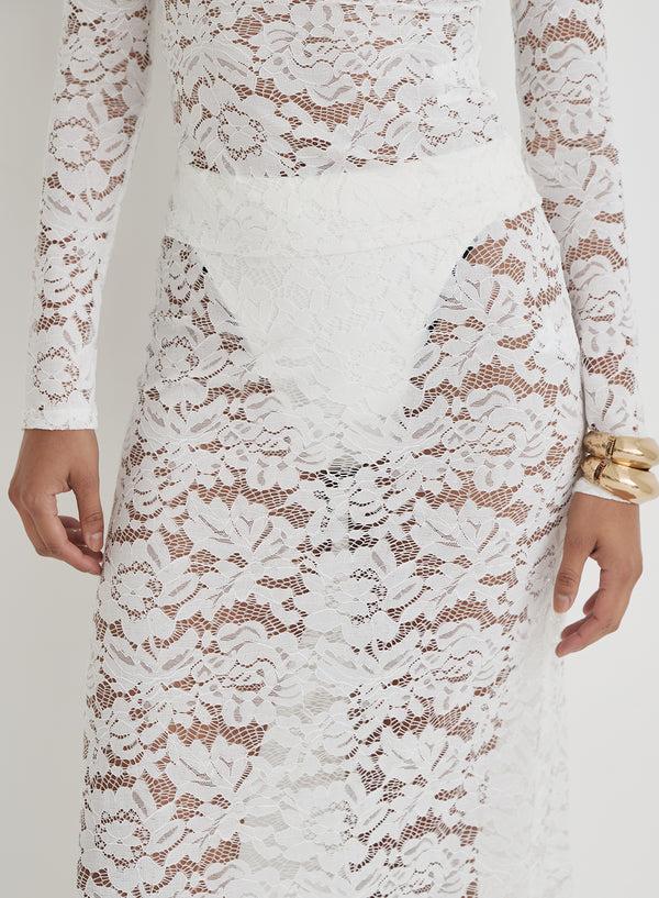 4th & Reckless White Lace Maxi Skirt- Abi