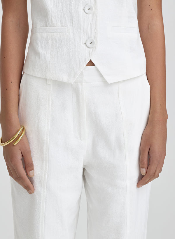 4th & Reckless White Linen Tailored Trousers- Tilde