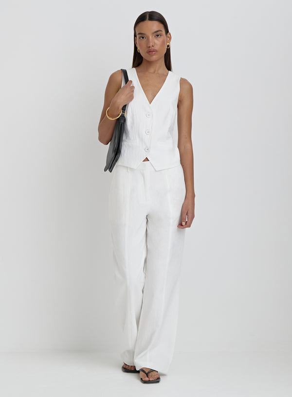 4th & reckless White Linen Tailored Trousers- Tilde