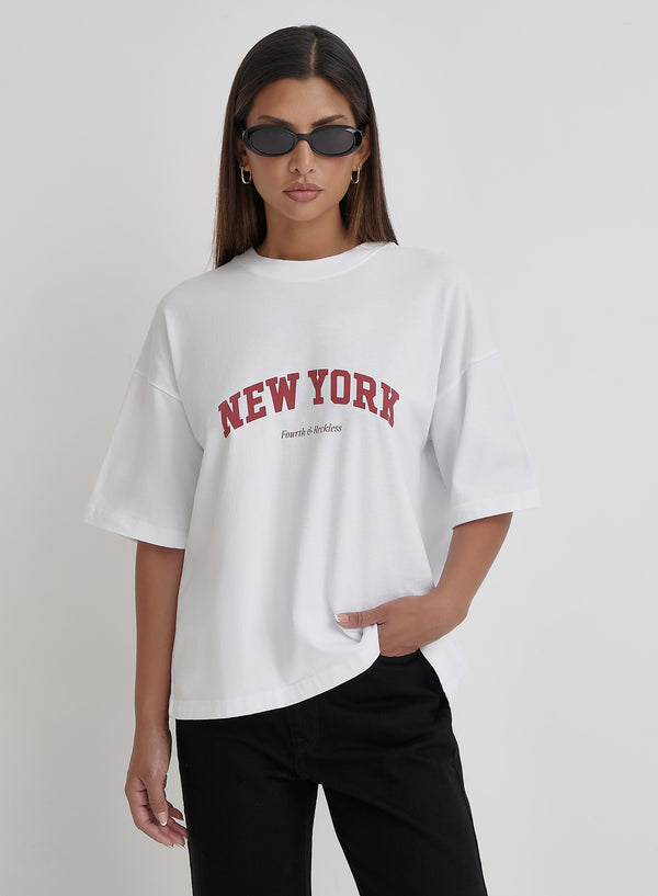 4th & reckless White New York T-shirt- Macy