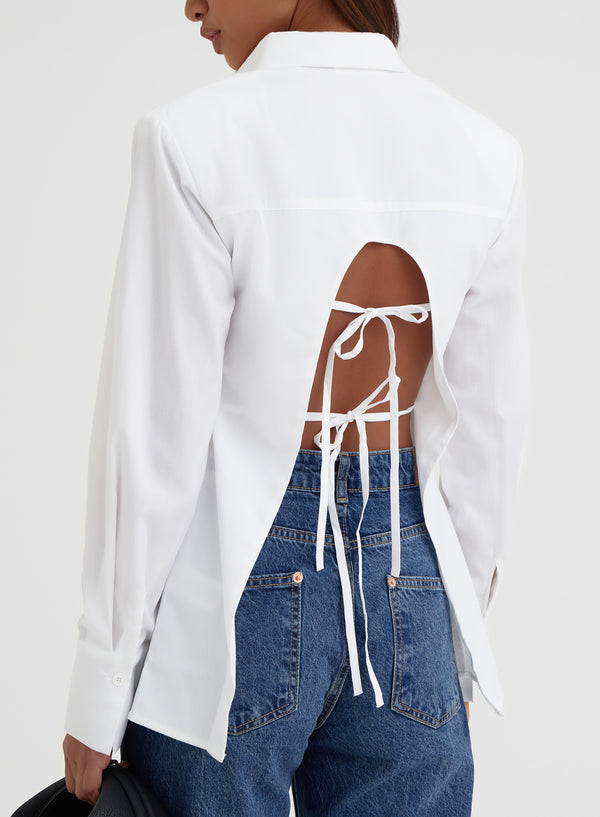 4th & Reckless White Open Tie Back Shirt - Vienna