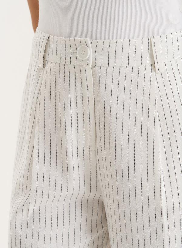 4th & Reckless White Pinstripe Bermuda Shorts- Saira