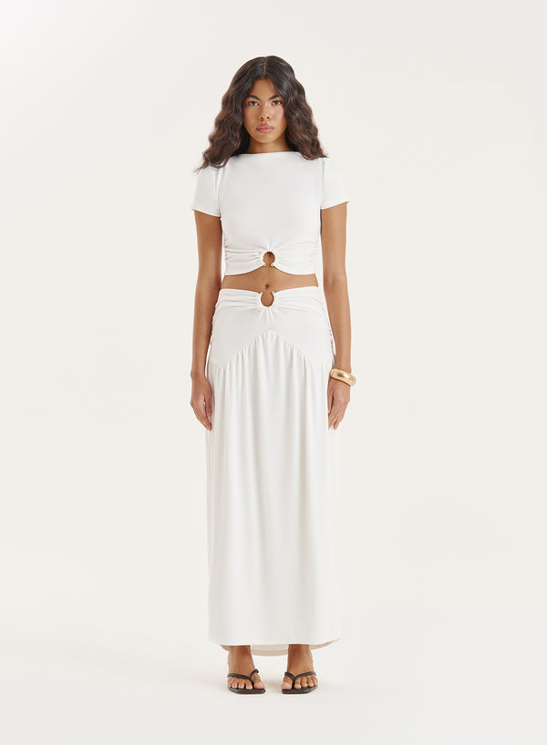 4th & Reckless White Short Sleeve Cropped Top- Nancie