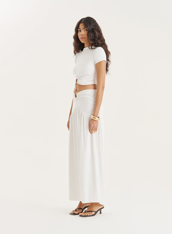 4th & Reckless White Short Sleeve Cropped Top- Nancie