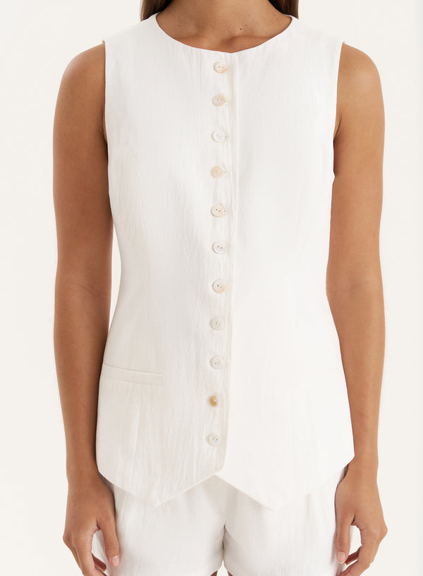 4th & Reckless White Tailored Waistcoat- Briella