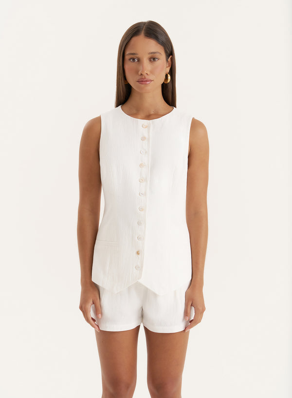 4th & reckless White Tailored Waistcoat- Briella