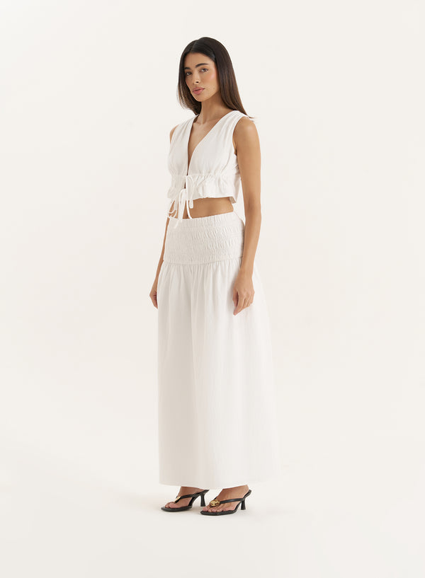 4th & Reckless White Tie Front Cropped Top- Jadey