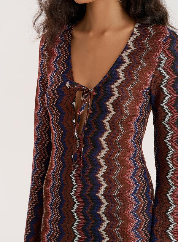 4th & Reckless Abstract Print Knitted Maxi Dress- Farrah