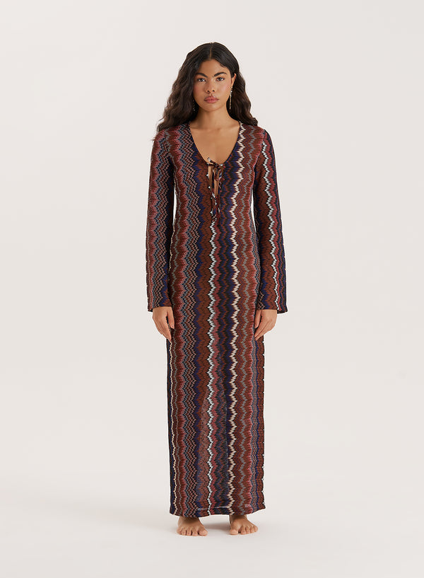 4th & reckless Abstract Print Knitted Maxi Dress- Farrah