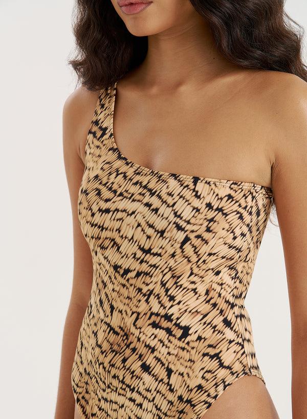 4th & Reckless Abstract Print One Shoulder Swimsuit- Bre