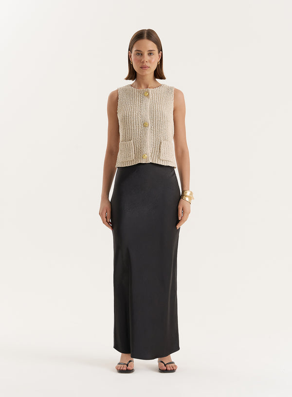 4th & Reckless Beige Boucle Knit Sleeveless Waistcoat- Kristy