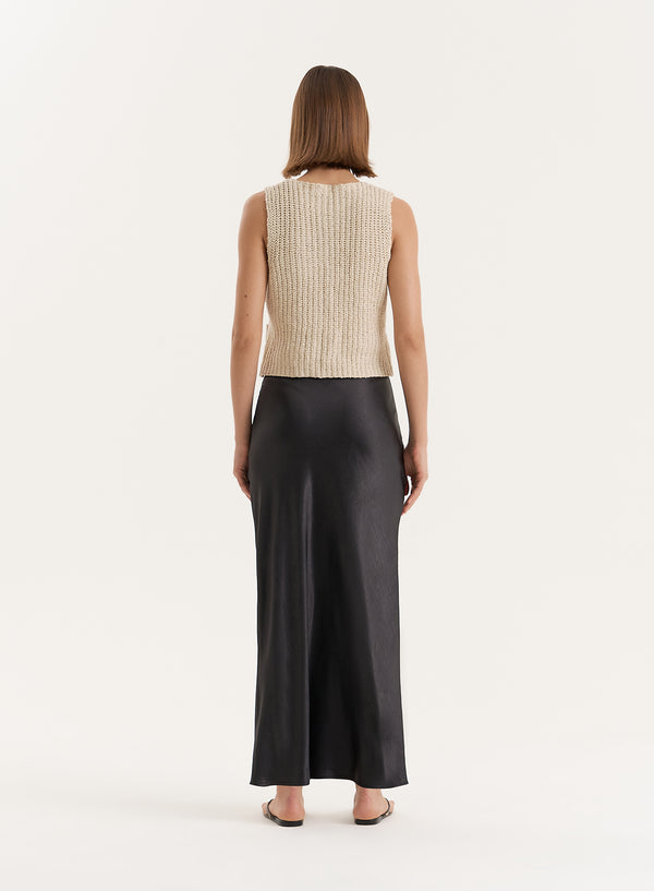 4th & Reckless Beige Boucle Knit Sleeveless Waistcoat- Kristy