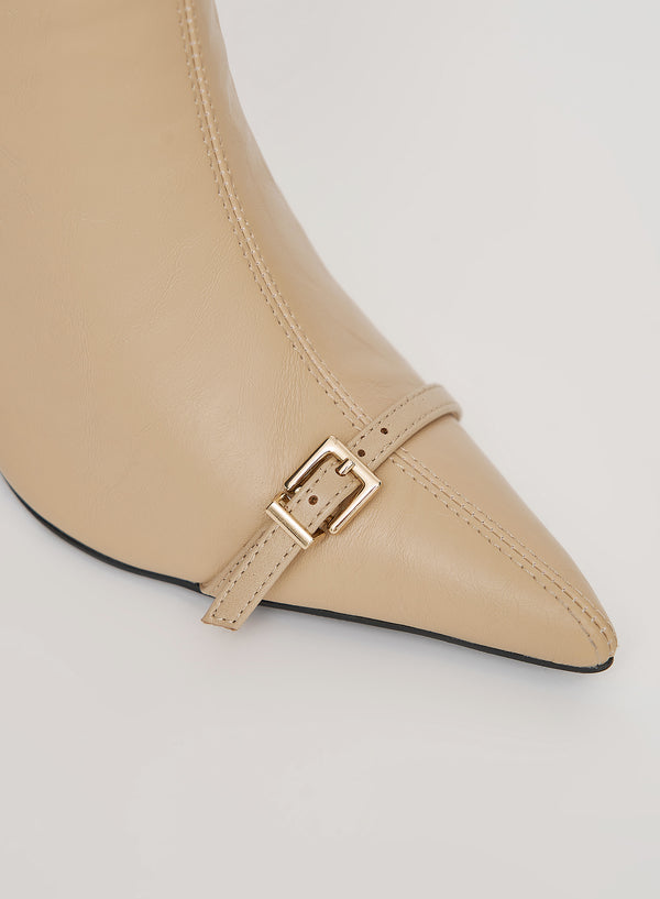 4th & Reckless Beige Buckle Front Knee High Boots- Mayfair