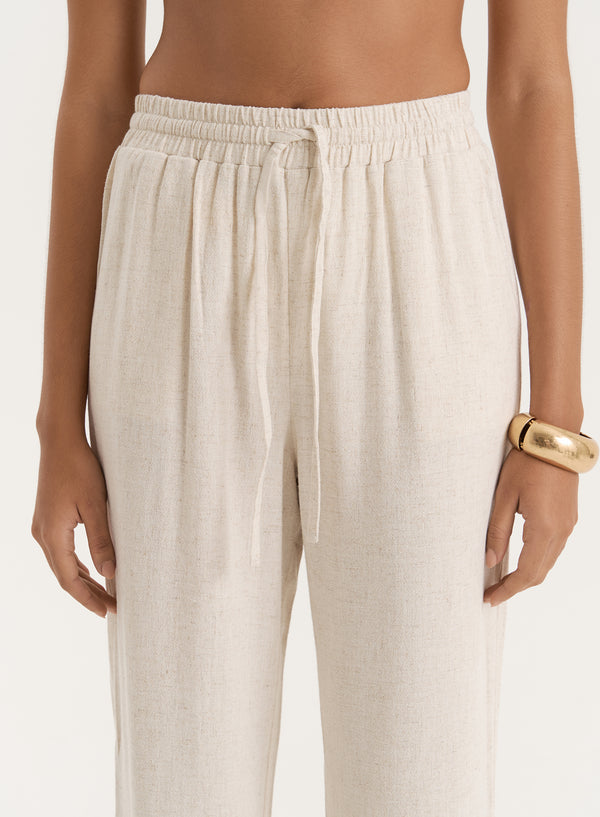 4th & Reckless Beige Linen Blend Wide Leg Trouser- Anna