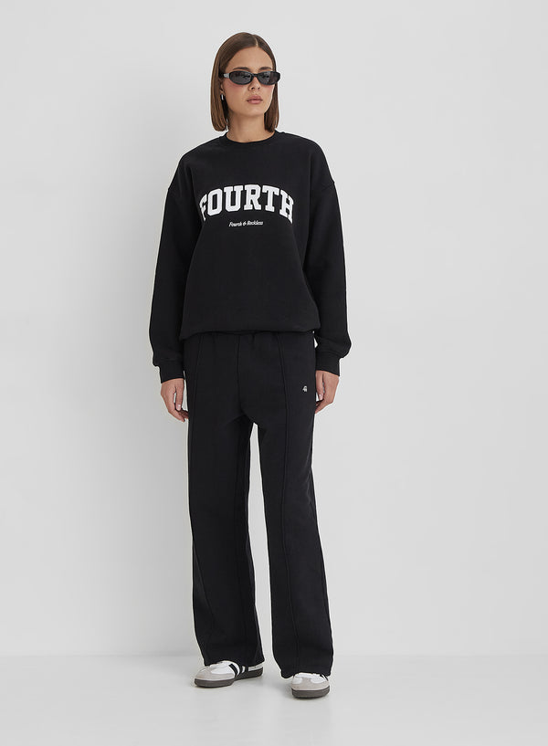 4th & Reckless Black 4th Wide Leg Branded Joggers - Fergie