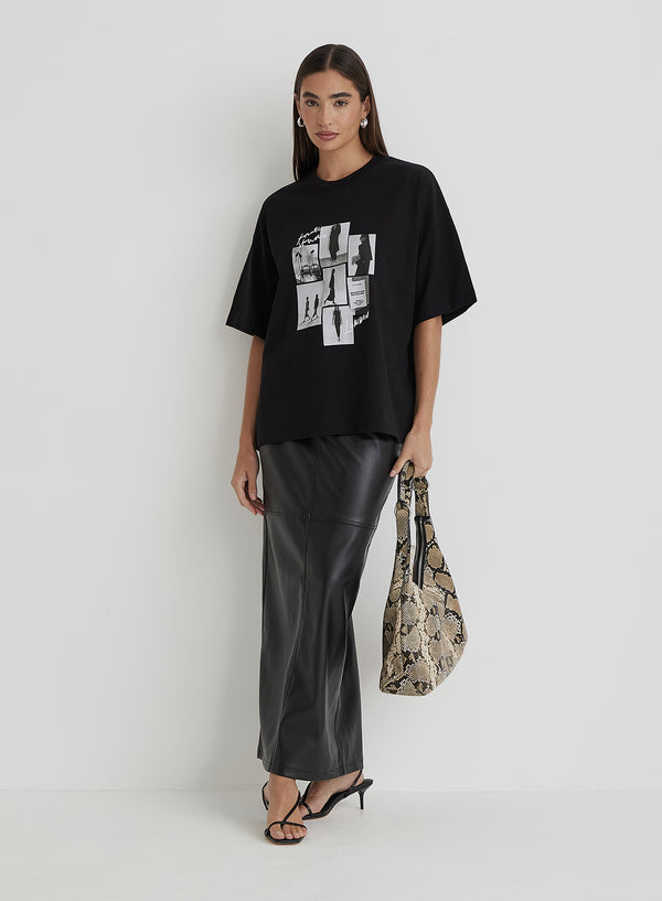4th & Reckless Black Catwalk Polaroid Graphic T-Shirt- Bruni