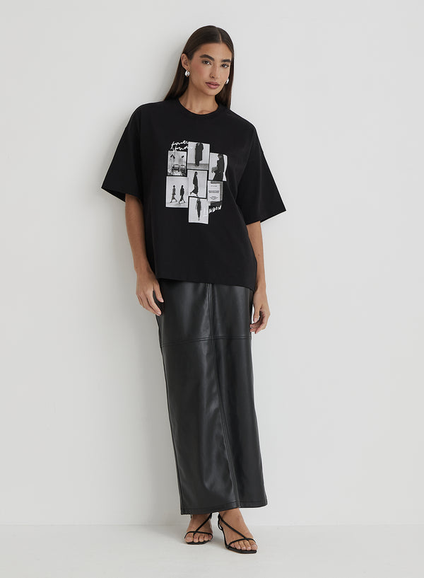 4th & Reckless Black Catwalk Polaroid Graphic T-Shirt- Bruni