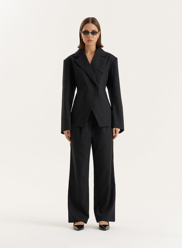 4th & Reckless Black Cinched Waist Tailored Blazer- Reese
