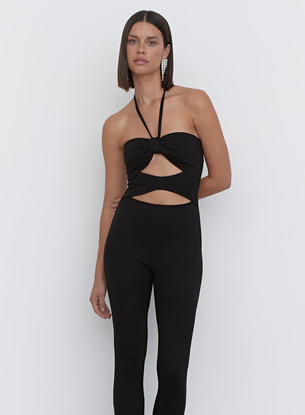 4th & Reckless Black Cut Out Halterneck Jumpsuit - Blanche