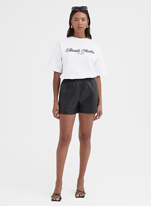 4th & Reckless Black Elasticated Faux Leather Short - Evi