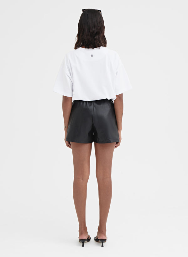 4th & Reckless Black Elasticated Faux Leather Short - Evi