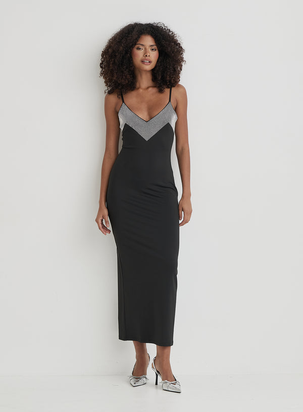4th & reckless Black Embellished Trim Maxi Dress- Sofie