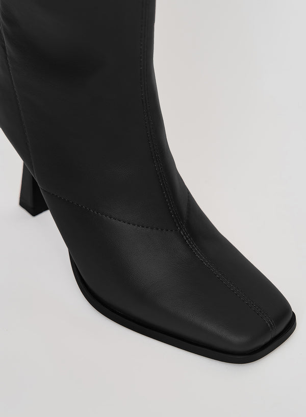 4th & Reckless Black Faux Leather Knee High Boots- Tokyo