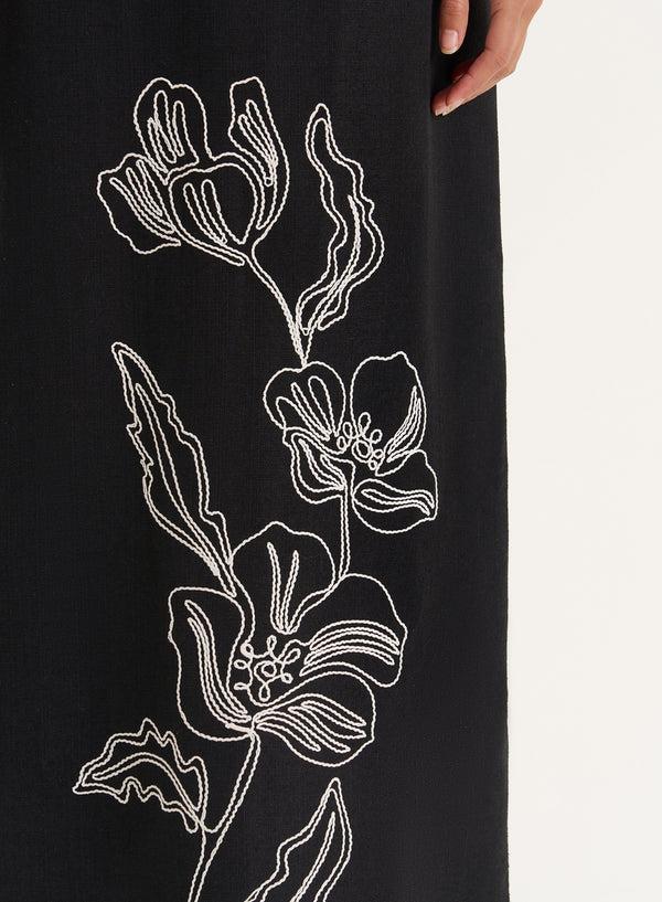 4th & Reckless Black Floral Embroidered Maxi Dress- Simmi