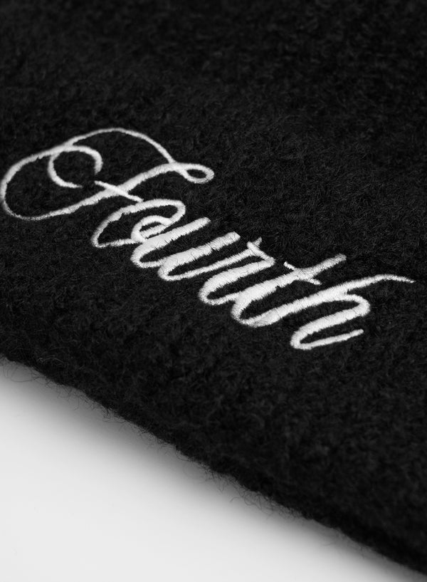 4th & Reckless Black Fourth Branded Knitted Beanie Hat- Candice