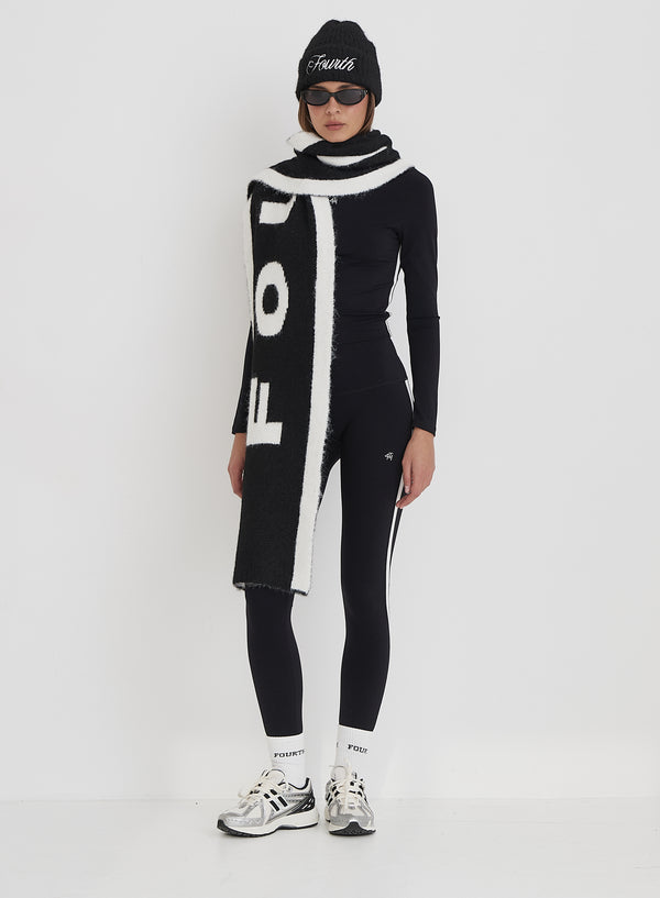 4th & Reckless Black Fourth Branded Knitted Scarf- Letti