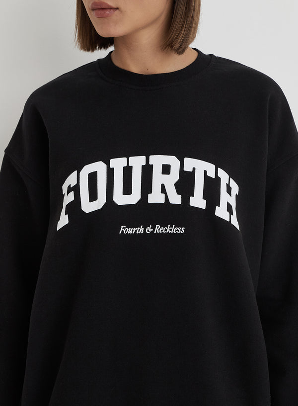 4th & Reckless Black Fourth Slogan Classic Longline Sweatshirt- Jen