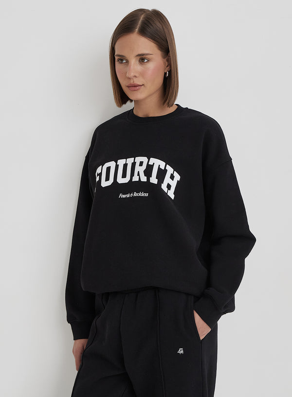 4th & reckless Black Fourth Slogan Classic Longline Sweatshirt- Jen