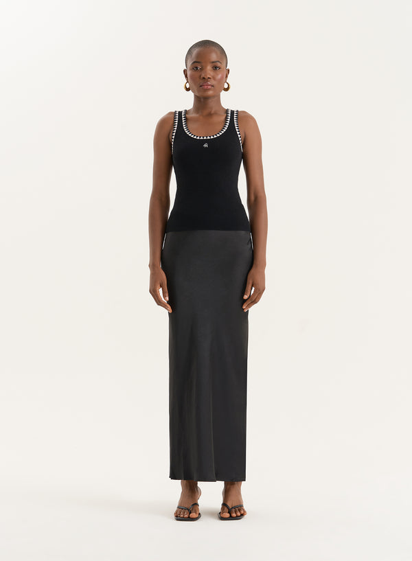 4th & Reckless Black Knitted Contrast Stitch Vest Top- Ruben