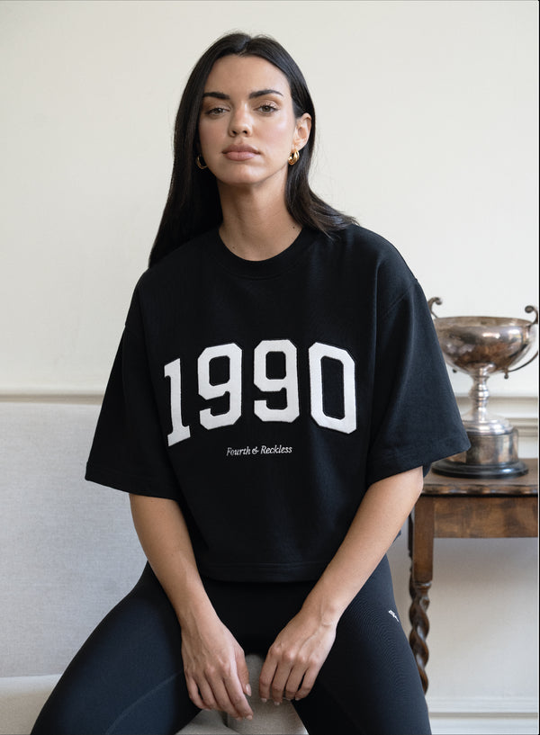 4th & Reckless Black Oversized 1990 Graphic Boxy Sweat Top- Benley