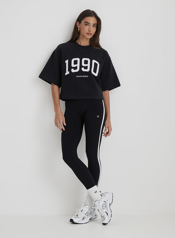 4th & Reckless Black Oversized 1990 Graphic Boxy Sweat Top- Benley