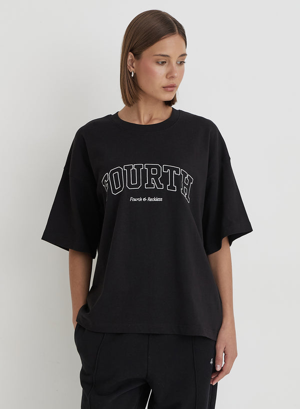 4th & reckless Black Oversized Fourth Applique T-shirt – Alice