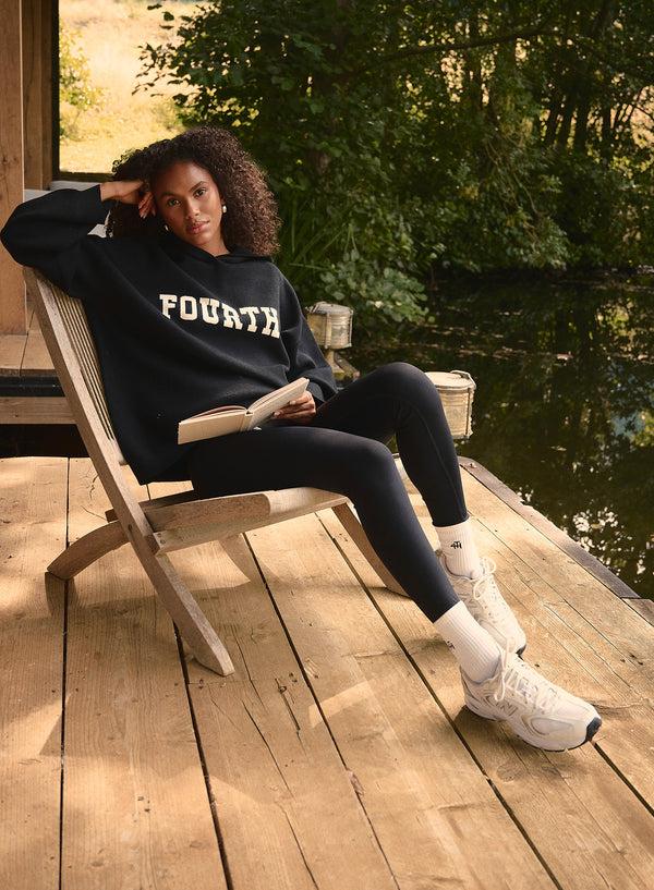 4th & Reckless Black Oversized Fourth Knitted Hoodie - Alexia