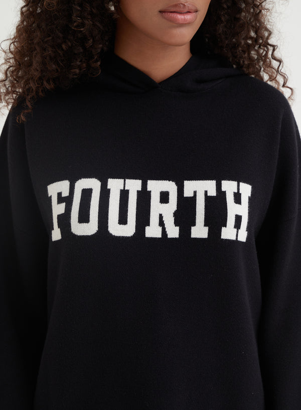 4th & Reckless Black Oversized Fourth Knitted Hoodie - Alexia