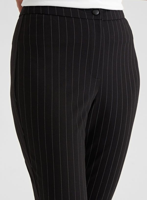 4th & Reckless Black Pinstripe Slim Leg Trouser - Hally