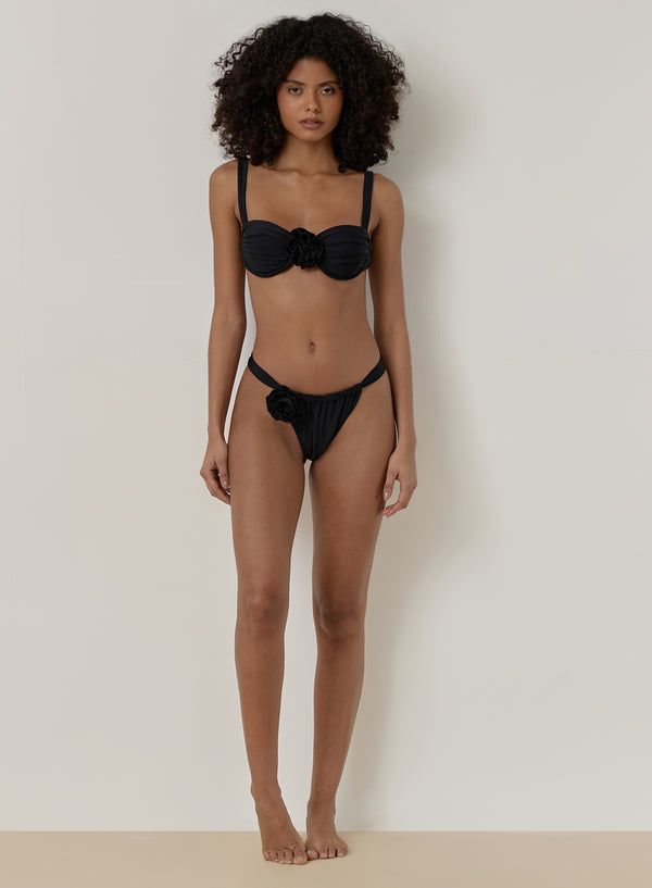 4th & Reckless Black Rosette Underwire Bikini Top- Monaco