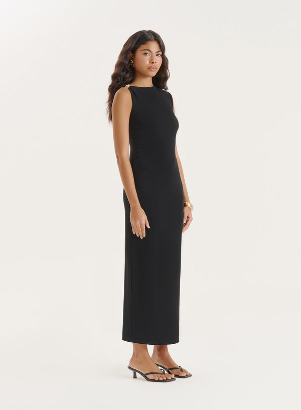 4th & Reckless Black Sleeveless Gathered Maxi Dress- Lola